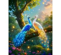 Renqidian Adulte Broderie Kit Point de Croix Paon 11CT Kit Point de Croix Pré Imprimé Enfant Débutant Avec Fils Set Facile-40x50 cm