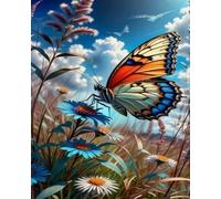 Renqidian Adulte Broderie Kit Point de Croix Papillon fleuri 11CT Kit Point de Croix Pré Imprimé Enfant Débutant Avec Fils Set Facile-40x50 cm