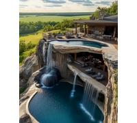 Renqidian Kit Broderie De Point De Croix Estampillé Cascade de station balnéaire DIY Kit De Couture à la Main Pour Adultes 11CT Debutant Canevas Imprimé 40x50 cm