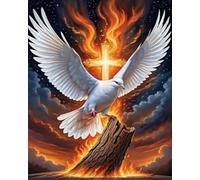 Renqidian Kit Broderie De Point De Croix Estampillé Croix et colombe DIY Kit De Couture à la Main Pour Adultes 11CT Debutant Canevas Imprimé 40x50 cm