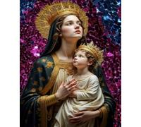 Renqidian Kit Broderie De Point De Croix Estampillé Femme religieuse et enfant DIY Kit De Couture à la Main Pour Adultes 11CT Debutant Canevas Imprimé 40x50 cm