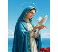 Renqidian Kit Broderie De Point De Croix Estampillé Figure religieuse colombe DIY Kit De Couture à la Main Pour Adultes 11CT Debutant Canevas Imprimé 40x50 cm