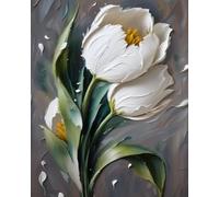 Renqidian Kit Broderie De Point De Croix Estampillé Fleurs sculptées DIY Kit De Couture à la Main Pour Adultes 11CT Debutant Canevas Imprimé 40x50 cm