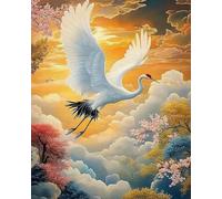 Renqidian Kit Broderie De Point De Croix Estampillé Oiseaux volants DIY Kit De Couture à la Main Pour Adultes 11CT Debutant Canevas Imprimé 40x50 cm