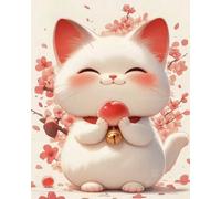 Renqidian Kit de peinture diamant painting 5D riz chat porte-bonheur Adultes Rond Diamond Painting Kit Complet, DIY Art Mosaique Peinture Diamant Kits, 40x50 cm