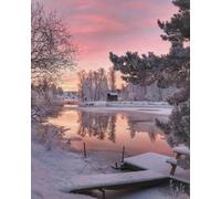 Renqidian Kit de peinture diamant painting 5D vue sur le lac en hiver pour adultes Rond Diamond Painting Kit Complet, DIY Art Mosaique Peinture Diamant Kits, 40x50cm