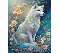 Renqidian Kit de Peinture Diamant Painting Adultes 5D Animaux loups Rond Diamond Painting Kit Complet, DIY Art Mosaique Maison Décoration 40x50 cm