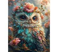 Renqidian Kit de Peinture Diamant Painting Adultes 5D chouette fleur Rond Diamond Painting Kit Complet, DIY Art Mosaique Maison Décoration 40x50cm