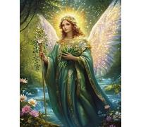 Renqidian Kit de Peinture Diamant Painting Adultes 5D Femme ange Rond Diamond Painting Kit Complet, DIY Art Mosaique Maison Décoration 40x50 cm