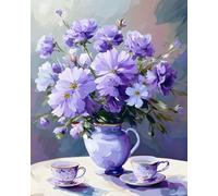 Renqidian Kit de Peinture Diamant Painting Adultes 5D fleur violette Rond Diamond Painting Kit Complet, DIY Art Mosaique Maison Décoration 40x50cm