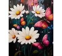 Renqidian Kit de Peinture Diamant Painting Adultes 5D Fleurs et papillons Rond Diamond Painting Kit Complet, DIY Art Mosaique Maison Décoration 40x50 cm