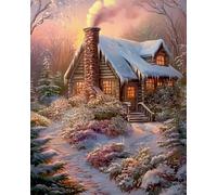 Renqidian Kit de Peinture Diamant Painting Adultes 5D Paysage igloo Rond Diamond Painting Kit Complet, DIY Art Mosaique Maison Décoration 40x50 cm