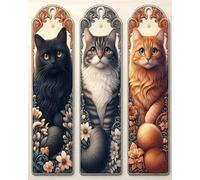 Renqidian Kit de Peinture Diamant Painting Adultes 5D Trois chatons Rond Diamond Painting Kit Complet, DIY Art Mosaique Maison Décoration 40x50 cm