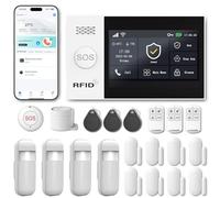 RenseCum Alarme Maison sans Fil WiFi 4G sans Abonnement, Kit Alarme Maison Connectée 21 Pièces avec Écran Tactile 4,3", Sirène 120 DB, Détecteurs Mouvement et Porte/Fenêtre (Lot de 21 Articles)