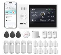 RenseCum Alarme Maison sans Fil WiFi 4G sans Abonnement, Kit Alarme Maison Connectée 24 Pièces avec Écran Tactile 4,3", Sirène 120 DB, Détecteurs Mouvement et Porte/Fenêtre (Lot de 24 Articles)