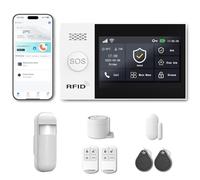 RenseCum Alarme Maison sans Fil WiFi 4G sans Abonnement, Kit Alarme Maison Connectée 8 Pièces avec Écran Tactile 4,3", Sirène 120 DB, Détecteurs Mouvement et Porte/Fenêtre