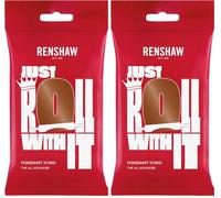 Renshaw - Fondant Dark Brown 250g, Pâte à Sucre Prêt à l'Emploi, Optimal pour Recouvrir et Décorer Gâteaux, Cupcakes et Biscuits, Marron Foncé, 250 g (Lot de 2)