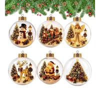 Rentier Schneeman Weihnachtsmann Engel Zug Design Baumschmuck Für Party Ka | Weihnachtskugeln Christbaumschmuck 6 Stück Leuchtende Szenekugeln