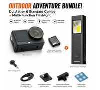 【Rentrée-scolaire】DJI Action 6 Pack Standard + Lampe de Poche Multifonction Extérieure - Kit d'Aventure Ultime pour Tirs Nocturnes, Camping et Sports Extrêmes