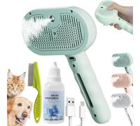 Renu Dog Brush, Freshfur Shower Brush+bathing Solution, Chewie Steam Brush for Dogs Shedding, 3 in 1 Rechargeable Steams Cat Brushes Self Cleaning Hair Removal Grooming Supplies Tool(vert)