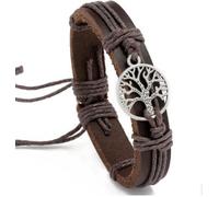 RENUX Bracelet Cuir Homme,Bracelets En Cuir Pour Hommes Bracelet En Cuir Tressé Brun Arbre De Vie Réglable Bracelets Bracelets En Cuir Simples Bijoux Pour Hommes Cadeau Pour Petit Ami, Frère