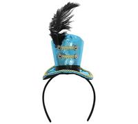 renvena Bandeau Chapeau Majorette Avec Plume Pour Le Costume Maître Cérémonies Pour Halloween Et Le Carnaval Bleu ciel Taille unique
