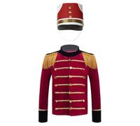renvena Blazer De Dompteur De Cirque Pour Enfant Jungen Costume Maître Piste Cirque Manteau Chef D Orchestre Avec Chapeau Costume Cosplay D Halloween Carnaval Rouge A 5-6 ans