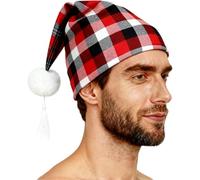 renvena Bonnet De Nuit En Tartan De Noël Pour Hommes Bonnet De Nuit Rayé Pointu Pour Les Fêtes Rouge Noir Blanc Taille unique