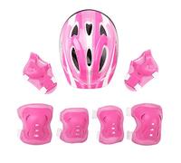 renvena Casque Vélo Enfant Kit de Protections 7Pièces Casque Genouillères Coudières avec Protège-Poignets pour BMX Patin Roulettes Skateboard Scooter Fille Garçon Rose B Taille unique