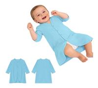 renvena Chemise Nuit Dété Peignoir Robe Malade Manches Courtes En Taille Unique Pour Garçons Prématurés Bleu clair 3-6 mois