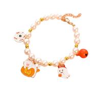 renvena Collier pour Animal Compagnie en Perles Réglable pour Halloween Charmant Collier pour Chat Et Chien avec Cloches Accessoires pour Habiller pour Fête Orange L
