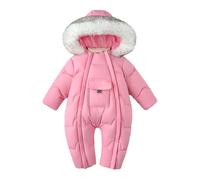 renvena Combinaison De Neige Doublée De Laine De Mouton Pour Baby Mädchen Et Baby Jungen Manteau Chaud À Capuche Veste Gonflée Combinaison À Manches Longues Pour Rose 2-3 ans