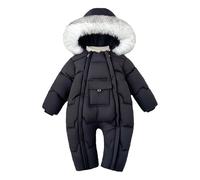 renvena Combinaison De Neige Doublée De Laine De Mouton Pour Baby Mädchen Et Baby Jungen Manteau Chaud À Capuche Veste Gonflée Combinaison À Manches Longues Pour Noir 2-3 ans