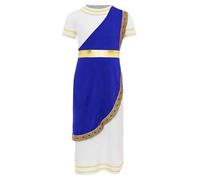 renvena Costume De Prince Grec Pour Enfants Robe Médiévale Renaissance Tenue De Toge Romaine Antique Costume Cosplay D Halloween Mascarade Carnaval Scène Bleu 15-16 ans