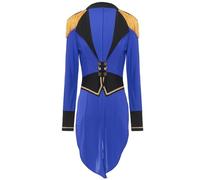 renvena Costume Dompteuse Cirque Femme Manteau Queue De Pie Veste Présentateur Manches Longues Cape Déguisement Carnaval Halloween Anniversaire Fête À Thème Bleu royal L