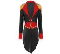 renvena Costume Dompteuse Cirque Femme Manteau Queue De Pie Veste Présentateur Manches Longues Cape Déguisement Carnaval Halloween Anniversaire Fête À Thème Noir 3XL