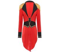 renvena Costume Dompteuse Cirque Femme Manteau Queue De Pie Veste Présentateur Manches Longues Cape Déguisement Carnaval Halloween Anniversaire Fête À Thème Rouge XL
