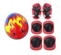 renvena Enfant Casque Kit de Protections 7 Pièces Casque de Vélo Genouillères Coudières avec Protège-Poignets pour BMX Patin Roulettes Skateboard Scooter 5-10 Ans Rouge D Taille unique
