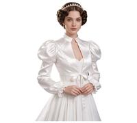 renvena Femme Manteau Spectacle D'Équitation Costume Renaissance Steampunk | Chandail Court Satin Invité Mariage,Costume Spencer Empire Du Xviiie Siècle,Epaules Ouverte L'Avant,Soirée,Noël,Rave
