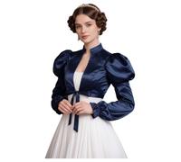 renvena Femme Manteau Spectacle D'Équitation Costume Renaissance Steampunk | Chandail Court Satin Invité Mariage,Costume Spencer Empire Du Xviiie Siècle,Epaules Ouverte L'Avant,Soirée,Noël,Rave