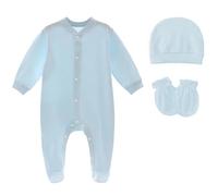 renvena Girls bébé fille bébé garçon fille Baby Coming Home Outfit Baby Bodysuits With Cap And Mittens Bleu clair 3-6 mois