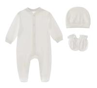renvena Girls bébé fille bébé garçon fille Baby Coming Home Outfit Baby Bodysuits With Cap And Mittens Blanc 0-3 mois