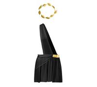 renvena Homme Toge Grecque Antique Romaine Avec Coiffe Costume De César Augustus Costume Médiéval Renaissance De Spectacle Théâtral Fête D Halloween Noir XL