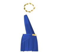 renvena Homme Toge Grecque Antique Romaine Avec Coiffe Costume De César Augustus Costume Médiéval Renaissance De Spectacle Théâtral Fête D Halloween Bleu XL