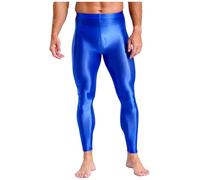 renvena Leggings Homme Brillants Élastiques Métallisés Couleur Pétrole pour Salle De Sport Entraînement Fitness Course Cyclisme Et Sport Bleu Royal M