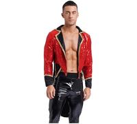 renvena Manteau De Dompteur De Cirque Pour Le Dôme Costume Maître Piste Cirque Manteau Paillettes Magicien Costume Cosplay D Halloween Carnaval Mascarade Jeu Rouge L