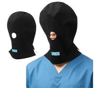 renvena Masque Détention Prisonnier Capuchon Criminel Casque Tête Ronde Tridimensionnel Pour La Chambre Secrète Pour Le Cosplay Dhalloween Trou buccal noir grande taille Taille unique