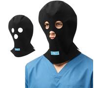 renvena Masque Détention Prisonnier Capuchon Criminel Casque Tête Ronde Tridimensionnel Pour La Chambre Secrète Pour Le Cosplay Dhalloween Noir à deux trous, grande taille Taille unique