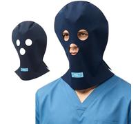 renvena Masque Détention Prisonnier Capuchon Criminel Casque Tête Ronde Tridimensionnel Pour La Chambre Secrète Pour Le Cosplay Dhalloween Deux trous bleus Taille unique
