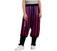 renvena Pantalons De Pirate Médiévaux Pour Garçons Avec Cravate Cheville Victorienne Et Costume Viking Pour Halloween Déguisement Renaissance Et Navigateur Noir Violet Orange 15-16 ans